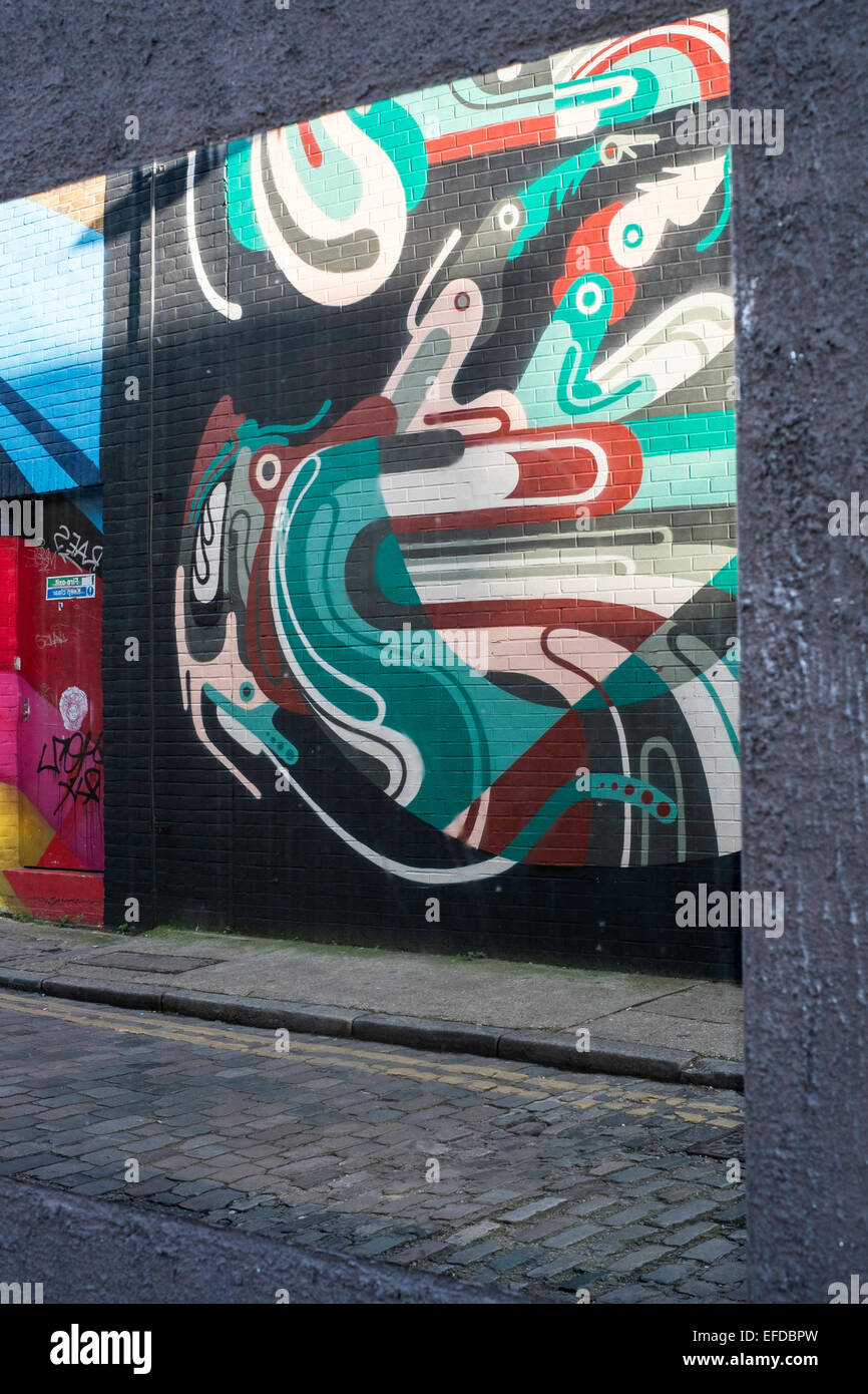Shoreditch, graffiti, London, Regno Unito Foto Stock