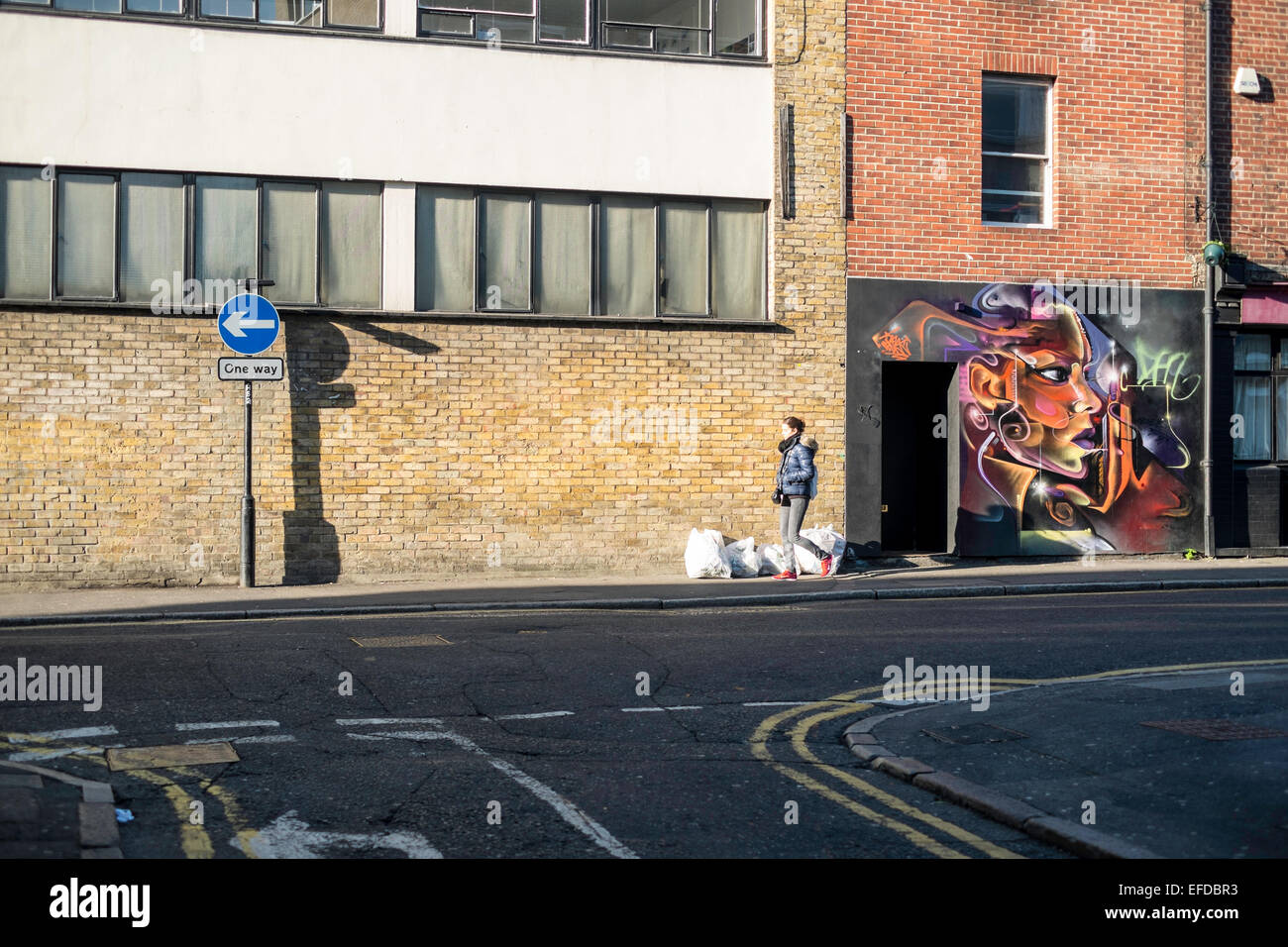 Graffiti sul muro, Hoxton Strteet, London, Regno Unito Foto Stock