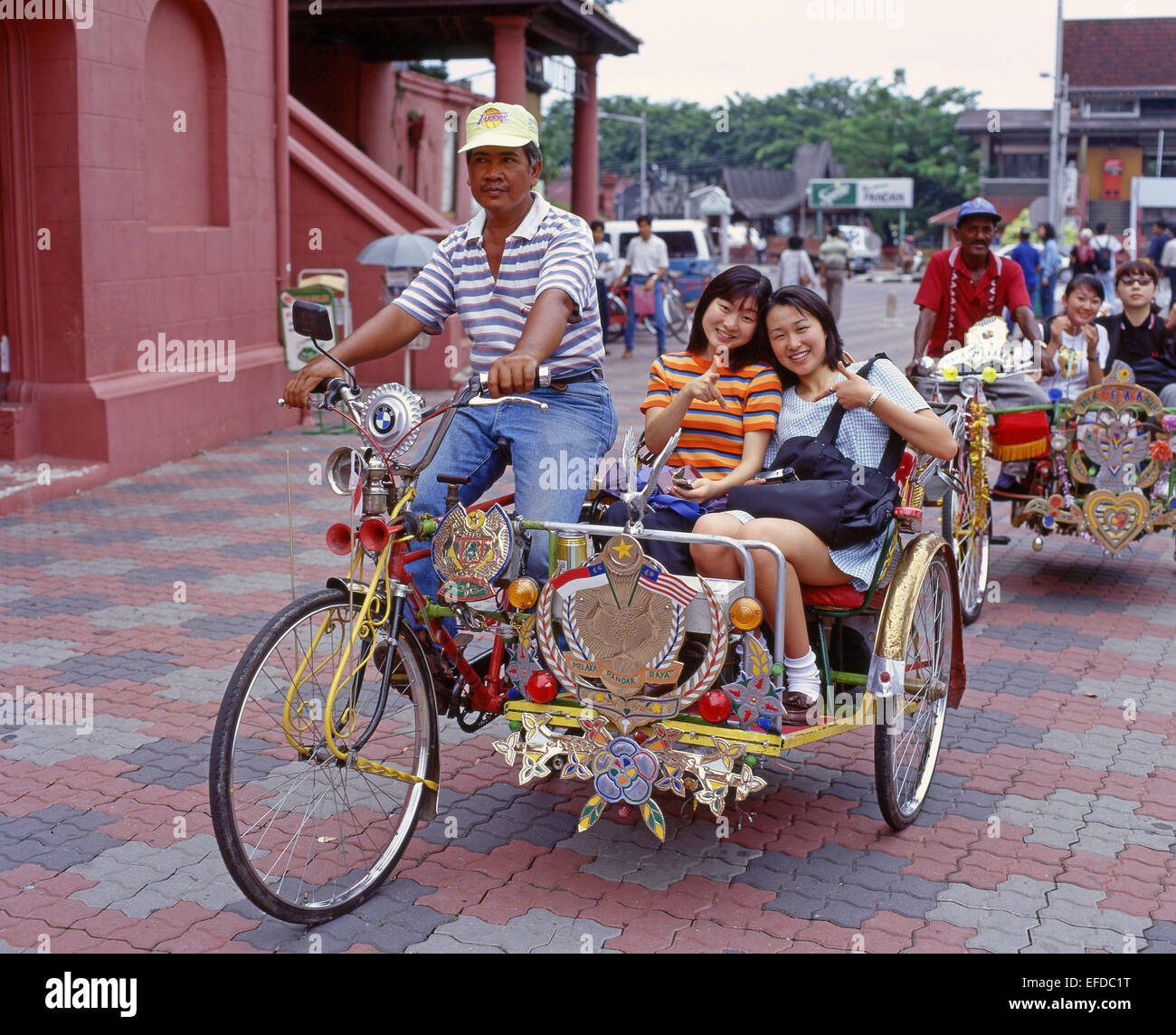 Decorate pedicab rickshaw, Malacca (Melaka) Città e centrale quartiere di Malacca, stato di Malacca, Malaysia Foto Stock