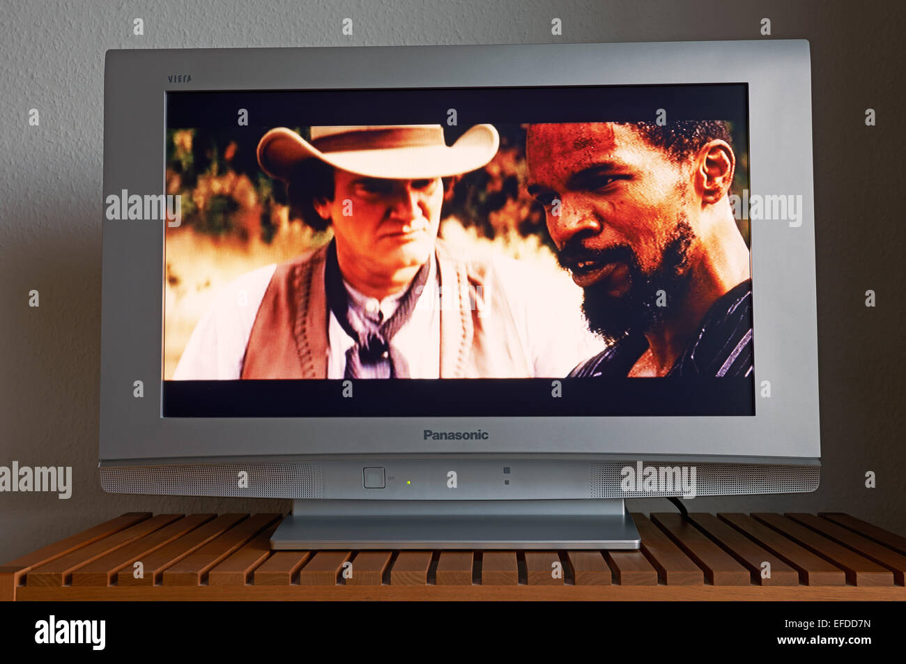Jamie Foxx e Ouentin Tarantino fissando in Django Unchained Foto Stock