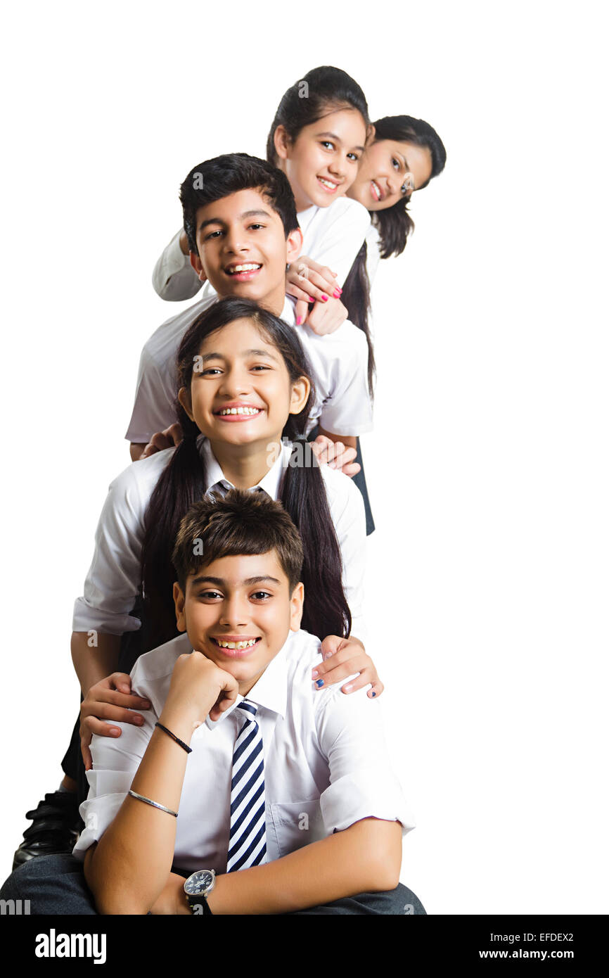 Indian School amici le code di gruppo Foto Stock