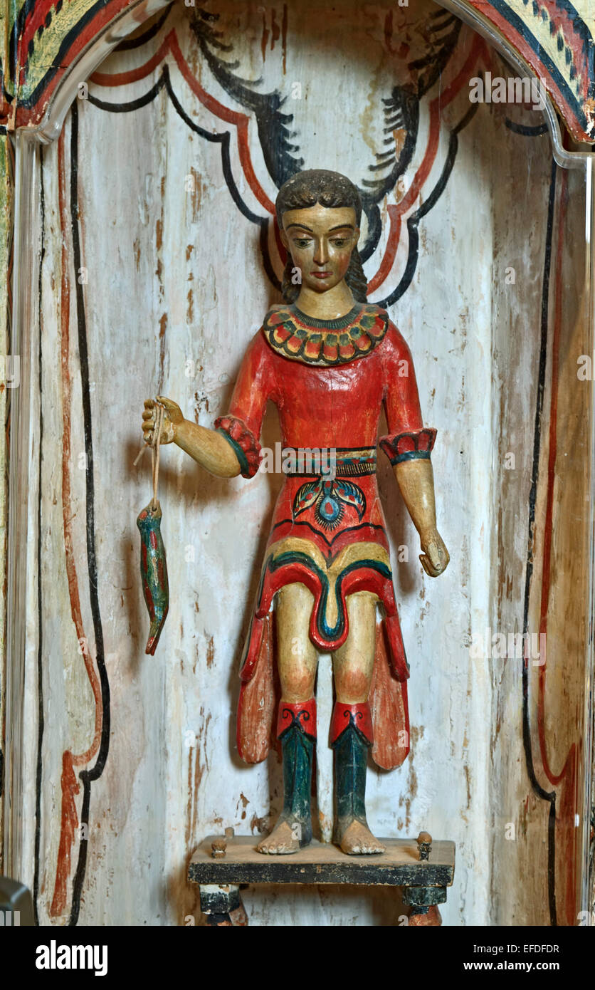 In legno icona religiosa, Sanutario De Chimayo, Chimayo, Nuovo Messico USA Foto Stock