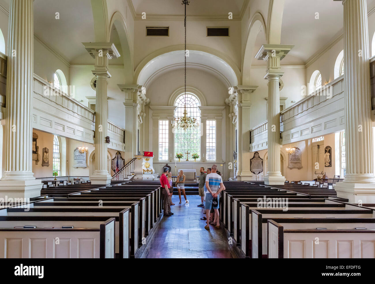Interni dello storico 18thC la Chiesa di Cristo su N 2° Street nel quartiere della Città Vecchia, Philadelphia, Pennsylvania, STATI UNITI D'AMERICA Foto Stock