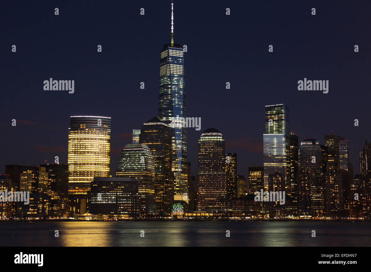 Il numero uno mondiale del commercio torre centro downtown Manhattan Fiume Hudson NEW YORK CITY USA Foto Stock