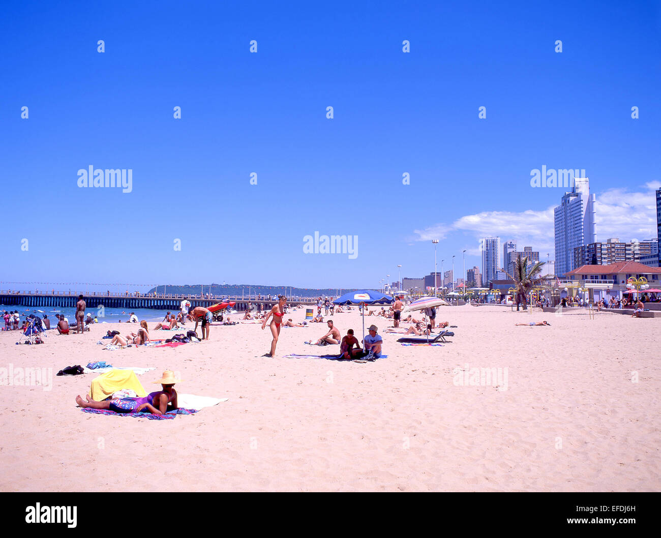 'Golden Mile' sulla spiaggia, Durban, KwaZulu-Natal, Sud Africa Foto Stock