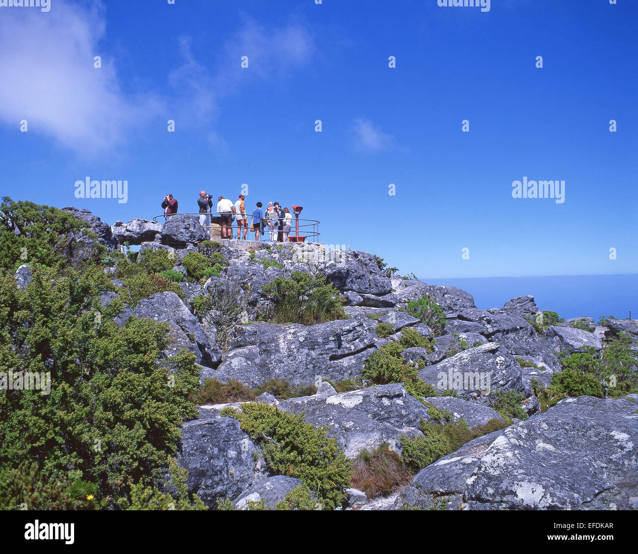 I turisti a Lookout, Table Mountain e Cape Town, Provincia del Capo occidentale, Repubblica del Sud Africa Foto Stock