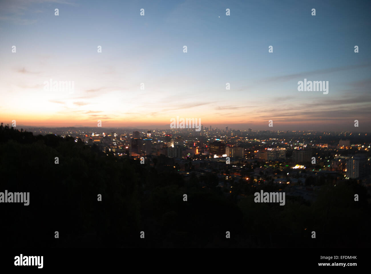Los Angeles skyline al tramonto. Foto Stock