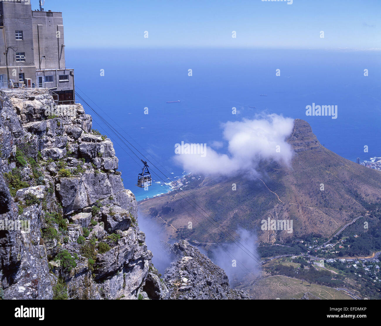 La Cabinovia di Table Mountain e Table Mountain National Park, Cape Town, Western Cape, Repubblica del Sud Africa Foto Stock