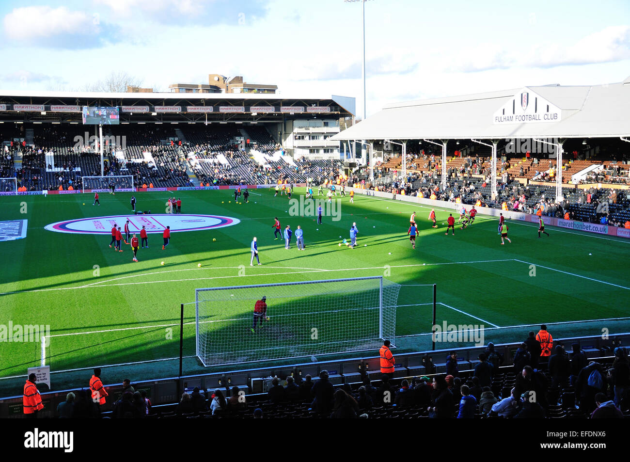 Partita di fulham vs Sunderland al Craven Cottage Football Ground, Stevenage Road, Fulham, Greater London, England, Regno Unito Foto Stock