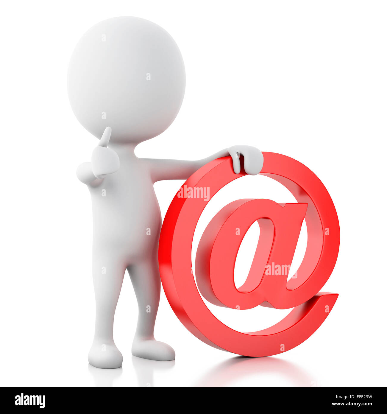 3D renderer immagine. Persone di colore bianco con il simbolo di posta elettronica. Isolato sfondo bianco Foto Stock