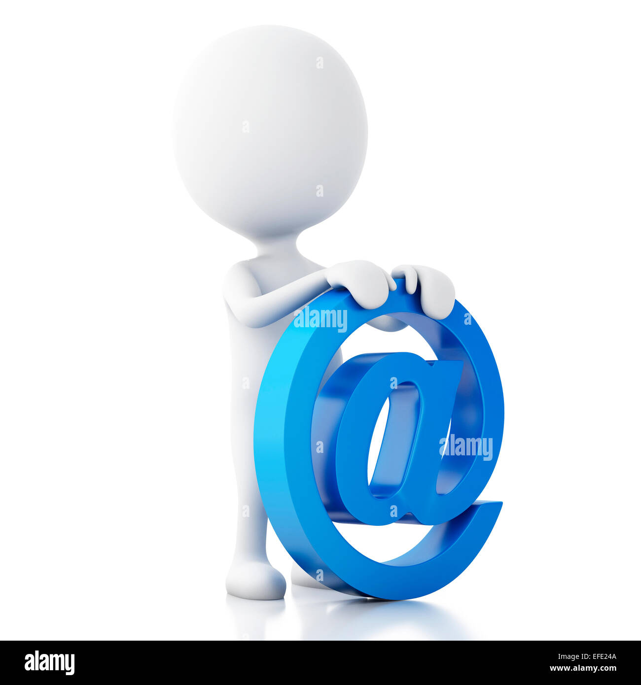 3D renderer immagine. La gente bianca con l'e-mail symbo. Isolato sfondo bianco Foto Stock