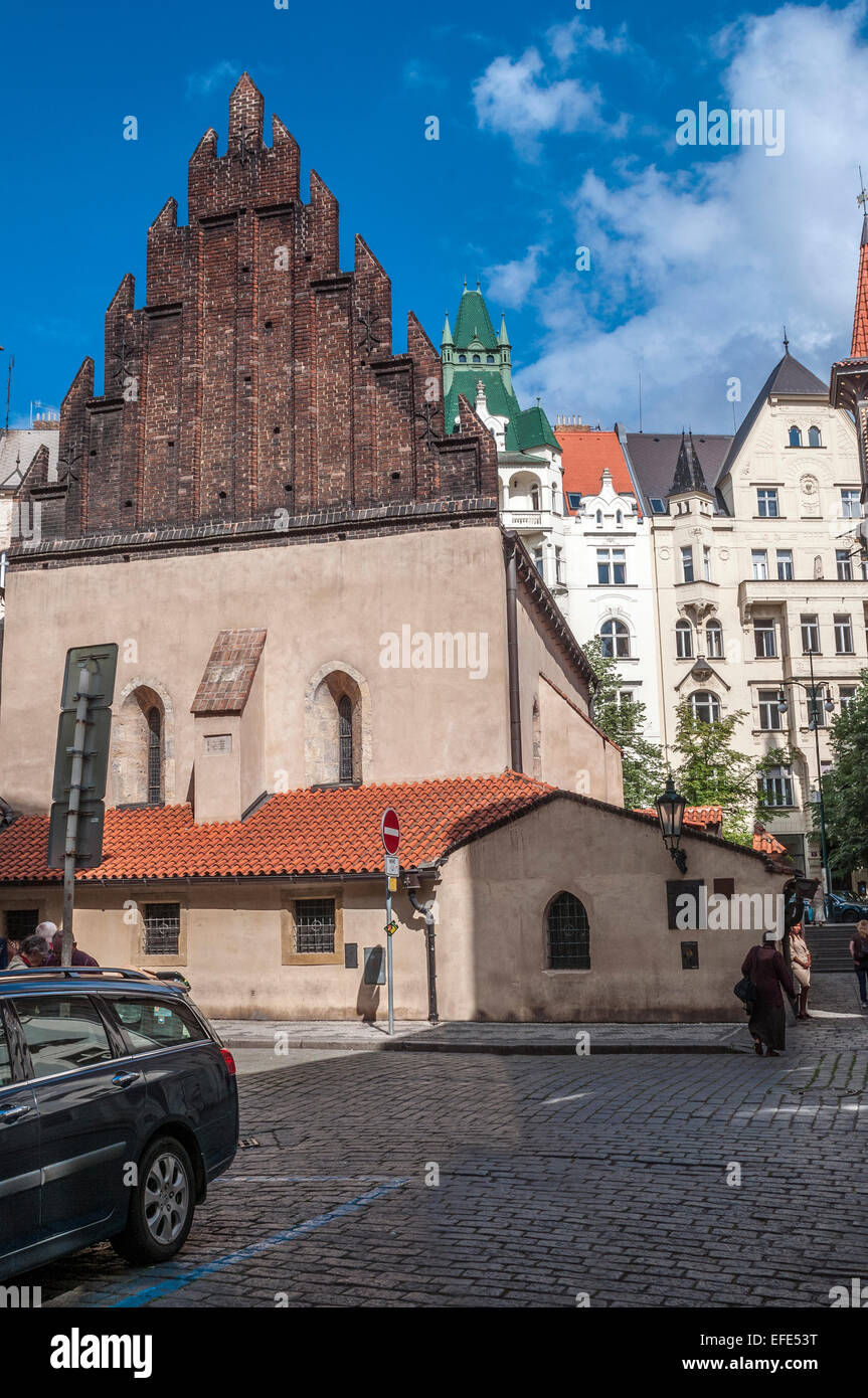 Repubblica Ceca, Praga . Sinagoga Vecchia-Nuova - la più antica sinagoga funzionante in Europa si trova a Praga , Foto Stock