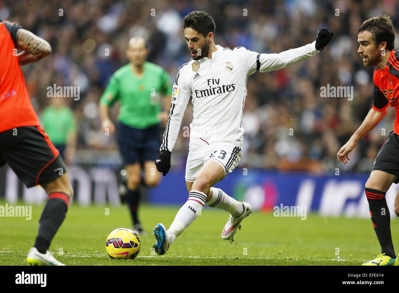 Isco (reale), 31 gennaio 2015 - Calcio : spagnolo "Liga BBVA' match tra il Real Madrid CF 4-1 Real Sociedad al Santiago Bernabeu Stadium in Madrid, Spagna. (Foto di Mutsu Kawamori/AFLO) Foto Stock