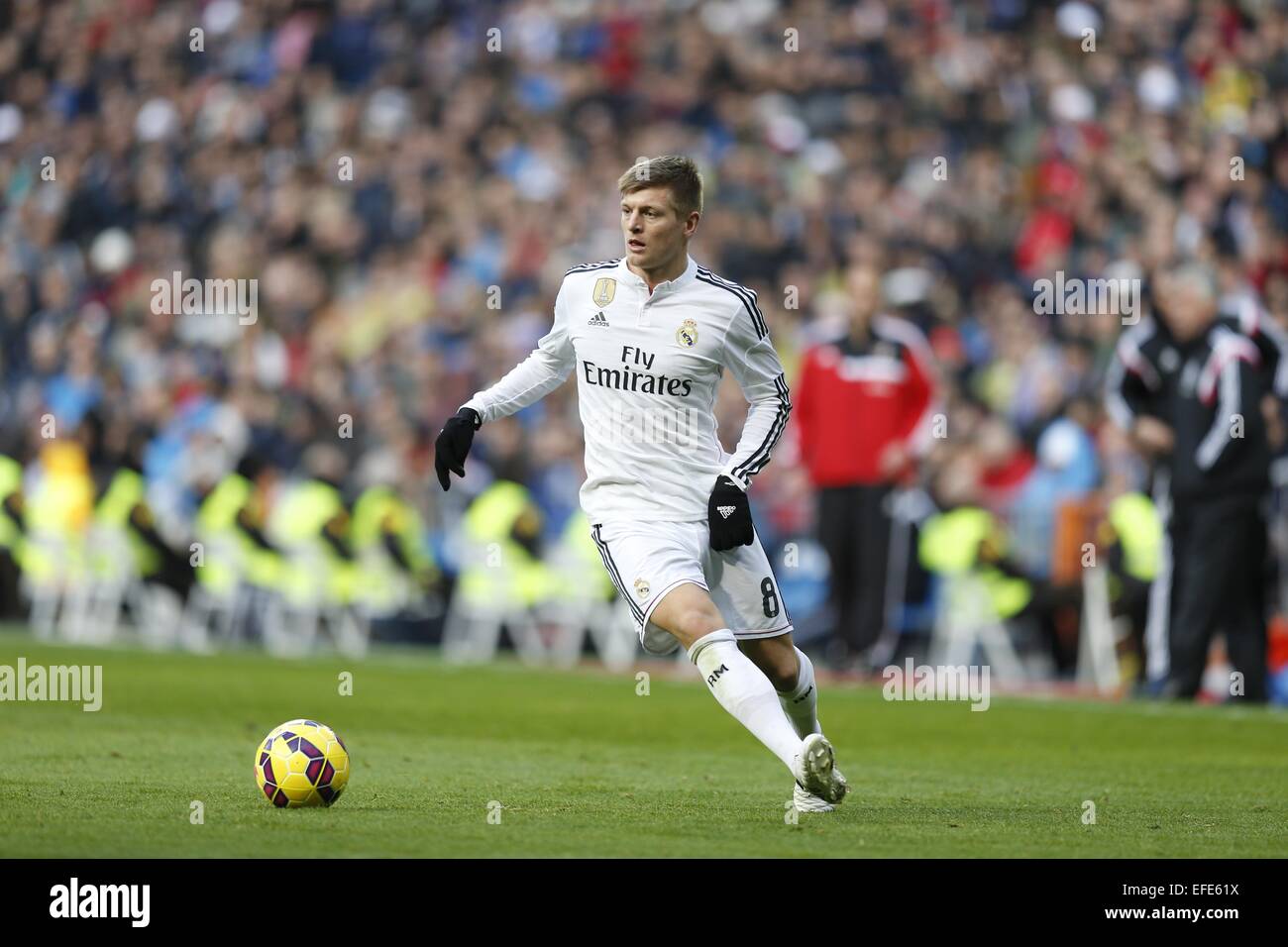 Toni Kroos (reale), 31 gennaio 2015 - Calcio : spagnolo "Liga BBVA' match tra il Real Madrid CF 4-1 Real Sociedad al Santiago Bernabeu Stadium in Madrid, Spagna. (Foto di Mutsu Kawamori/AFLO) Foto Stock