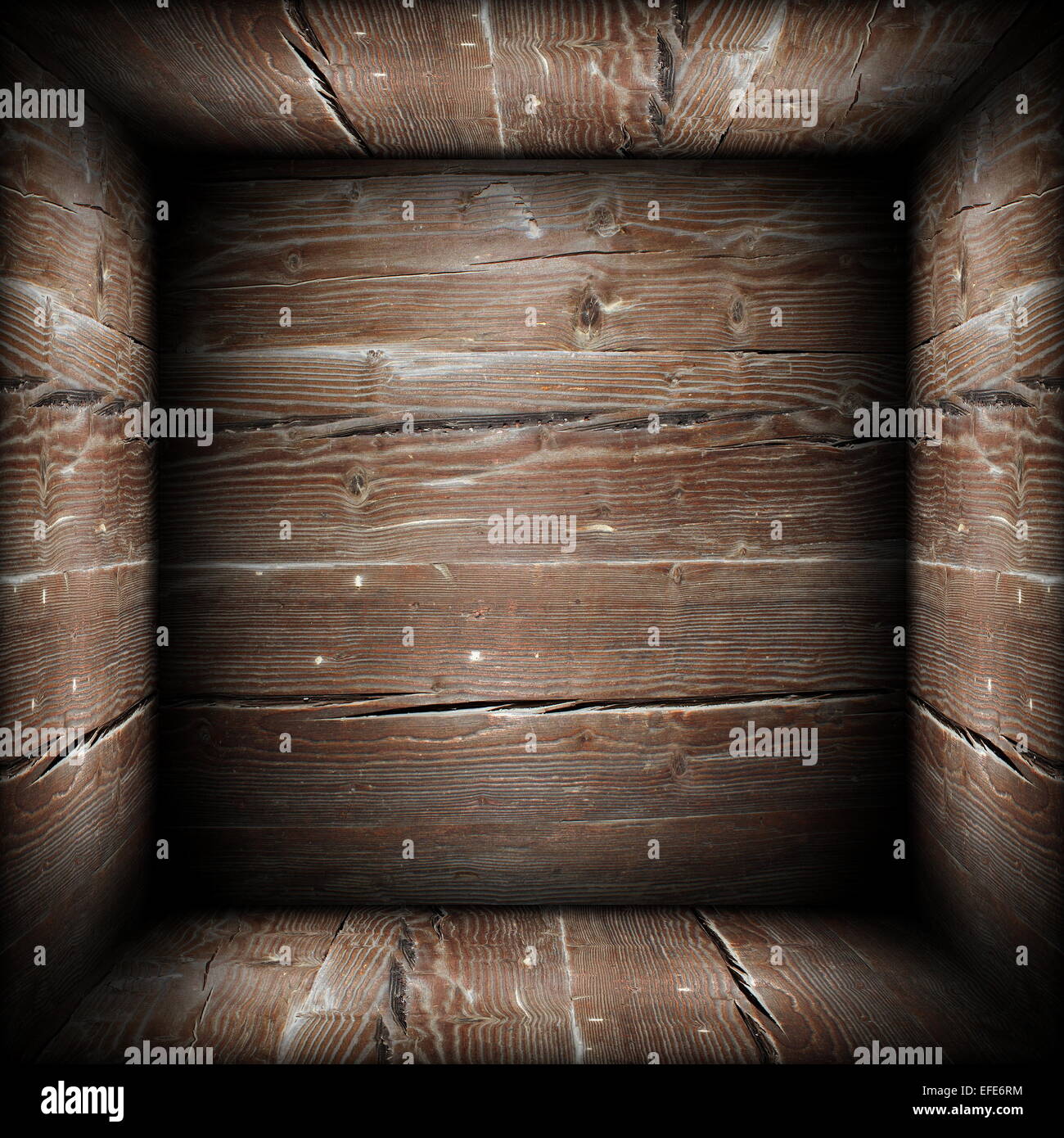 Abstact vista della scatola di legno interno, illustrazione fatta dalla texture in legno Foto Stock