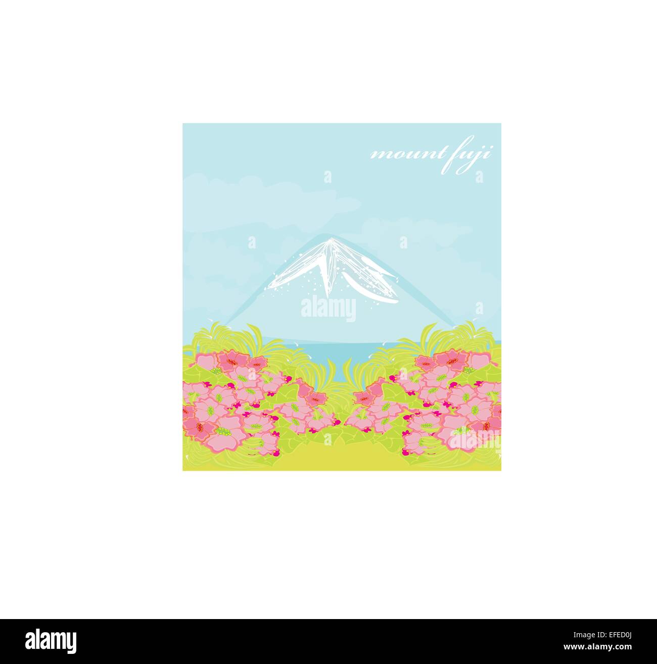 Fuji e raggi solari del mattino paesaggio Illustrazione Vettoriale