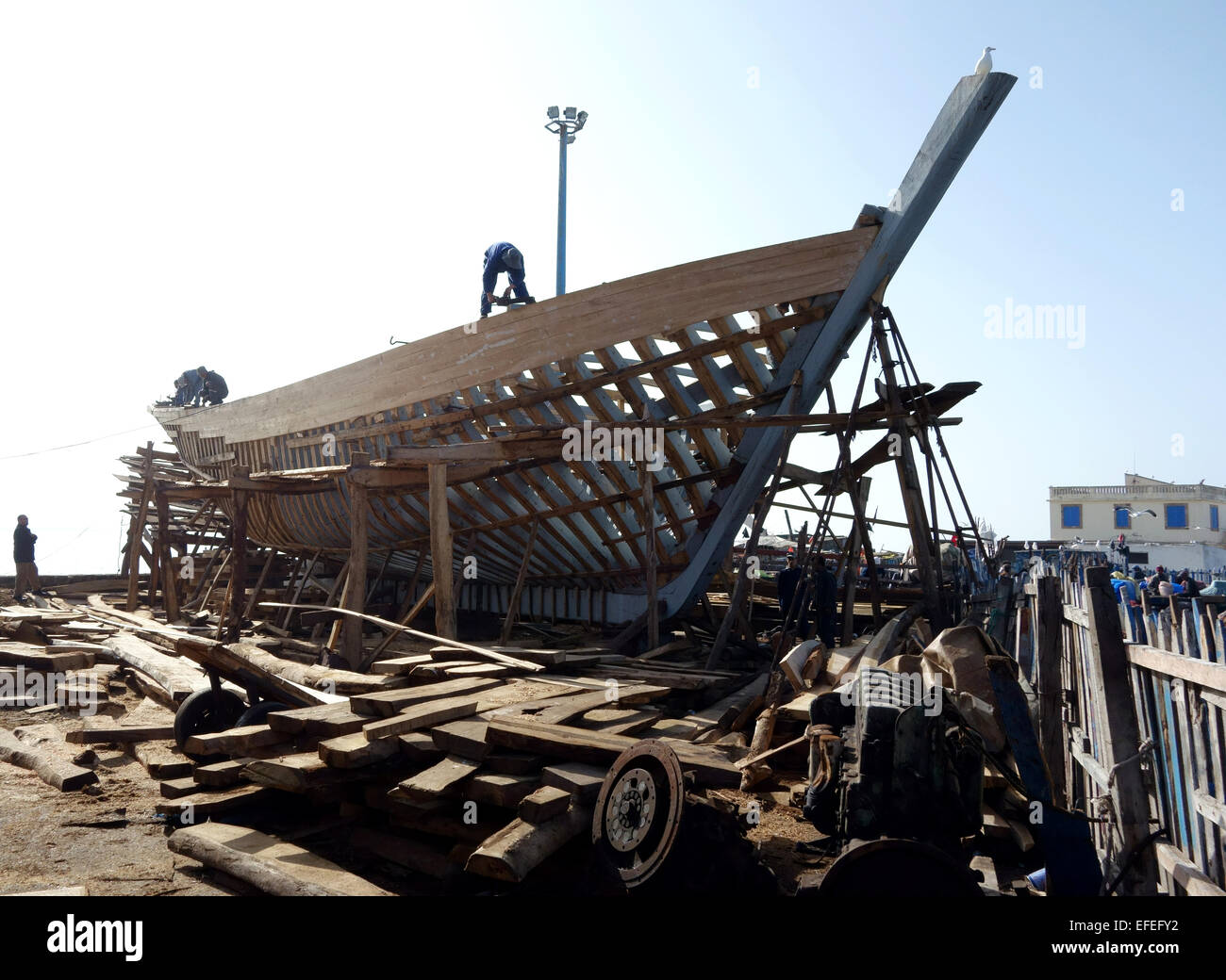 Edificio di barca a essaouira marocco Foto Stock