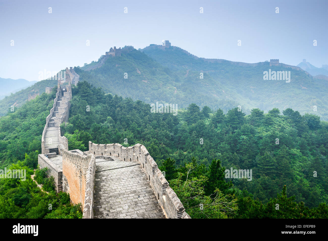 La Grande Muraglia della Cina a Jinshanling sezioni. Foto Stock