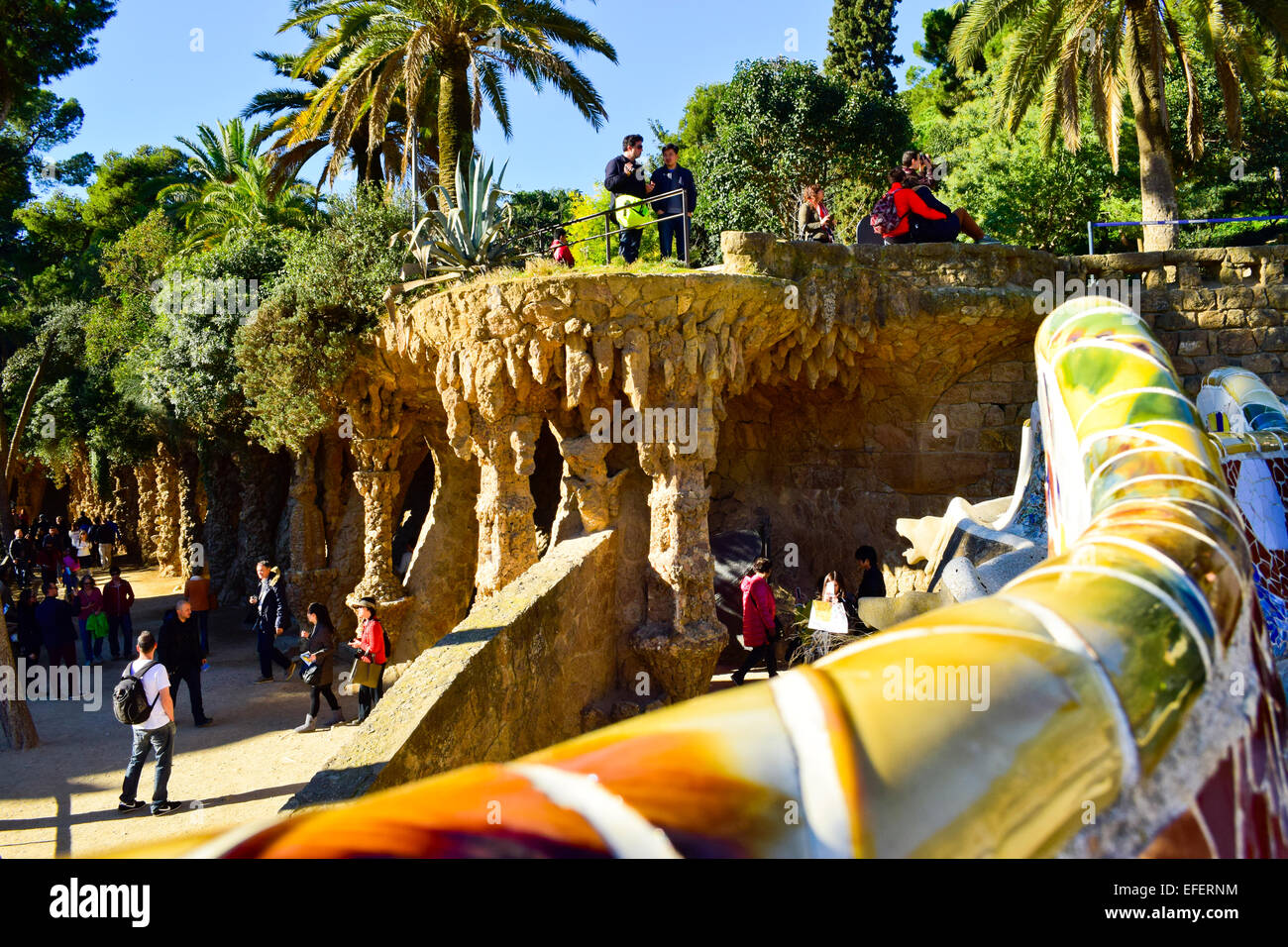 Parco Guell. Barcellona, in Catalogna, Spagna. Foto Stock