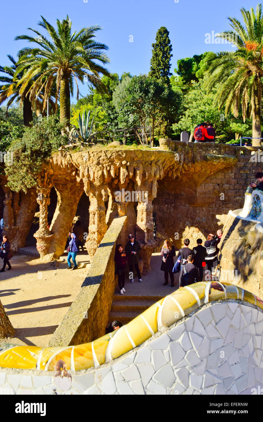 Parco Guell. Barcellona, in Catalogna, Spagna. Foto Stock