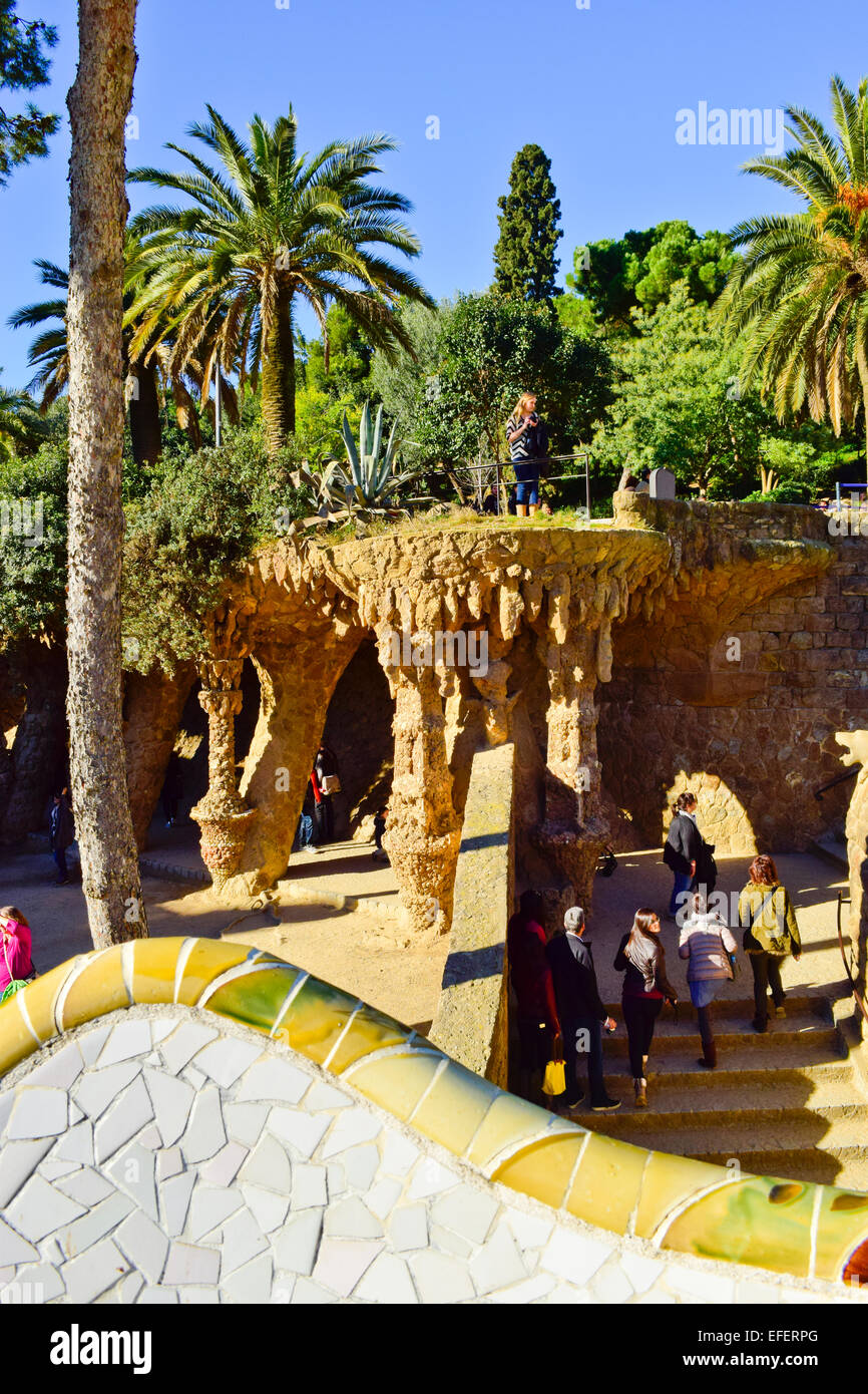 Parco Guell. Barcellona, in Catalogna, Spagna. Foto Stock