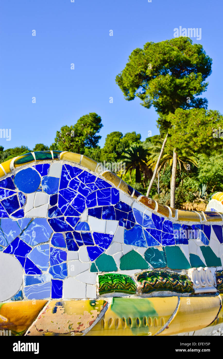 Parco Guell di Antoni Gaudi architetto. Barcellona, in Catalogna, Spagna. Foto Stock