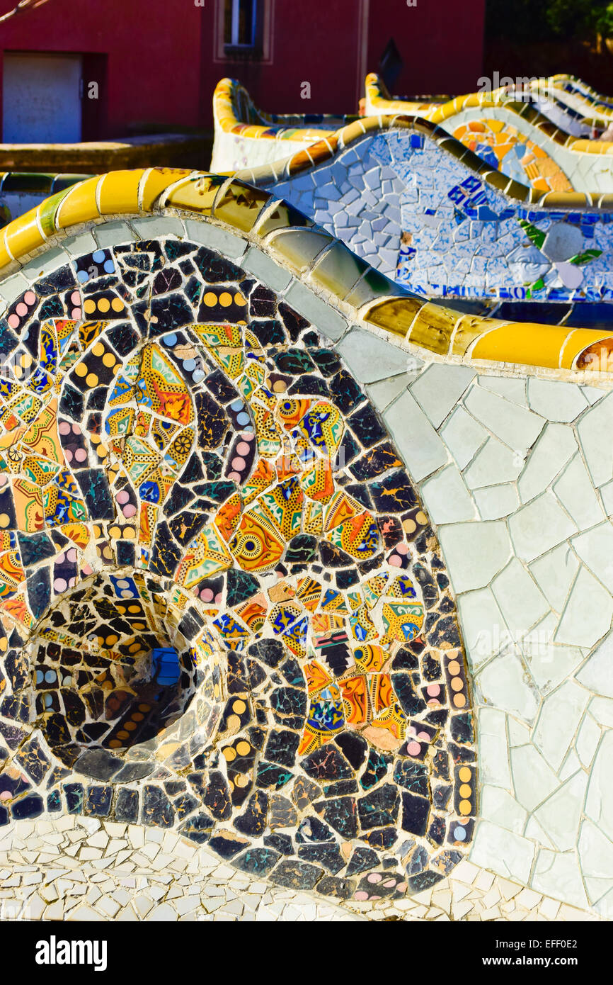 Parco Guell di Antoni Gaudi. Barcellona, in Catalogna, Spagna. Foto Stock