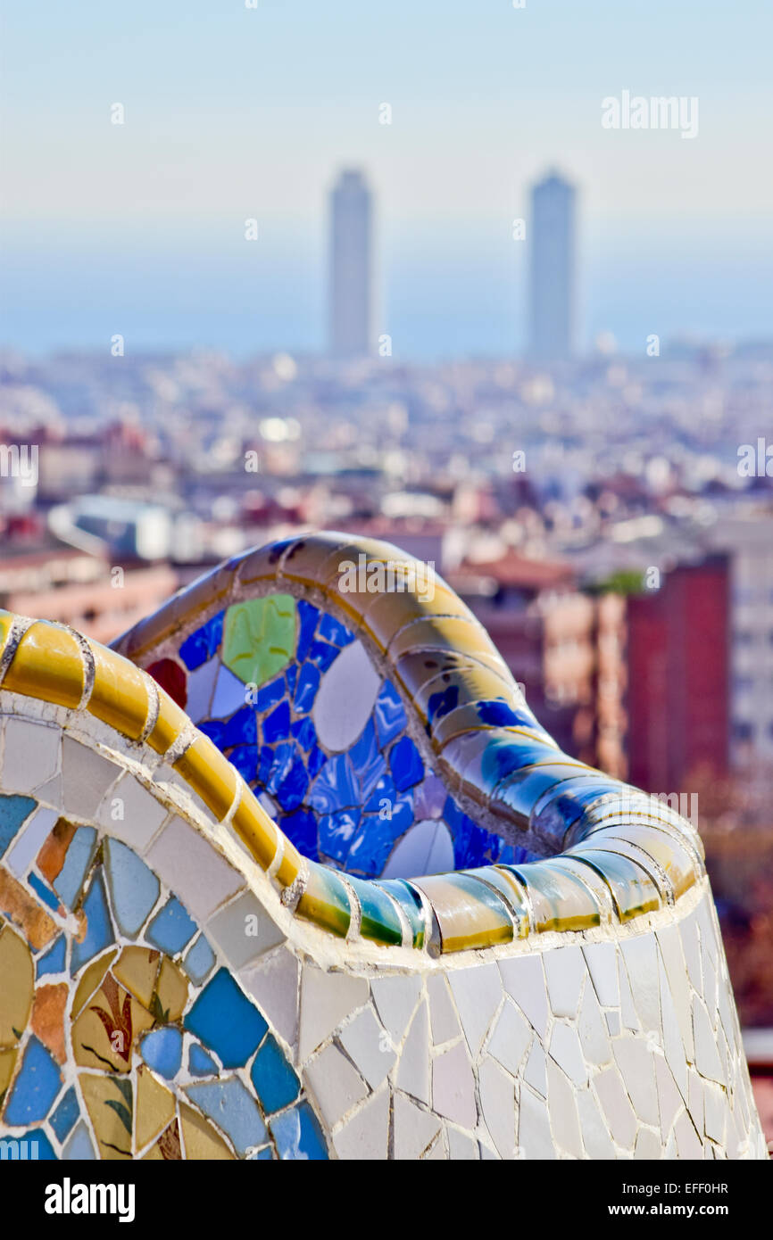 Parco Guell. Barcellona, in Catalogna, Spagna. Foto Stock