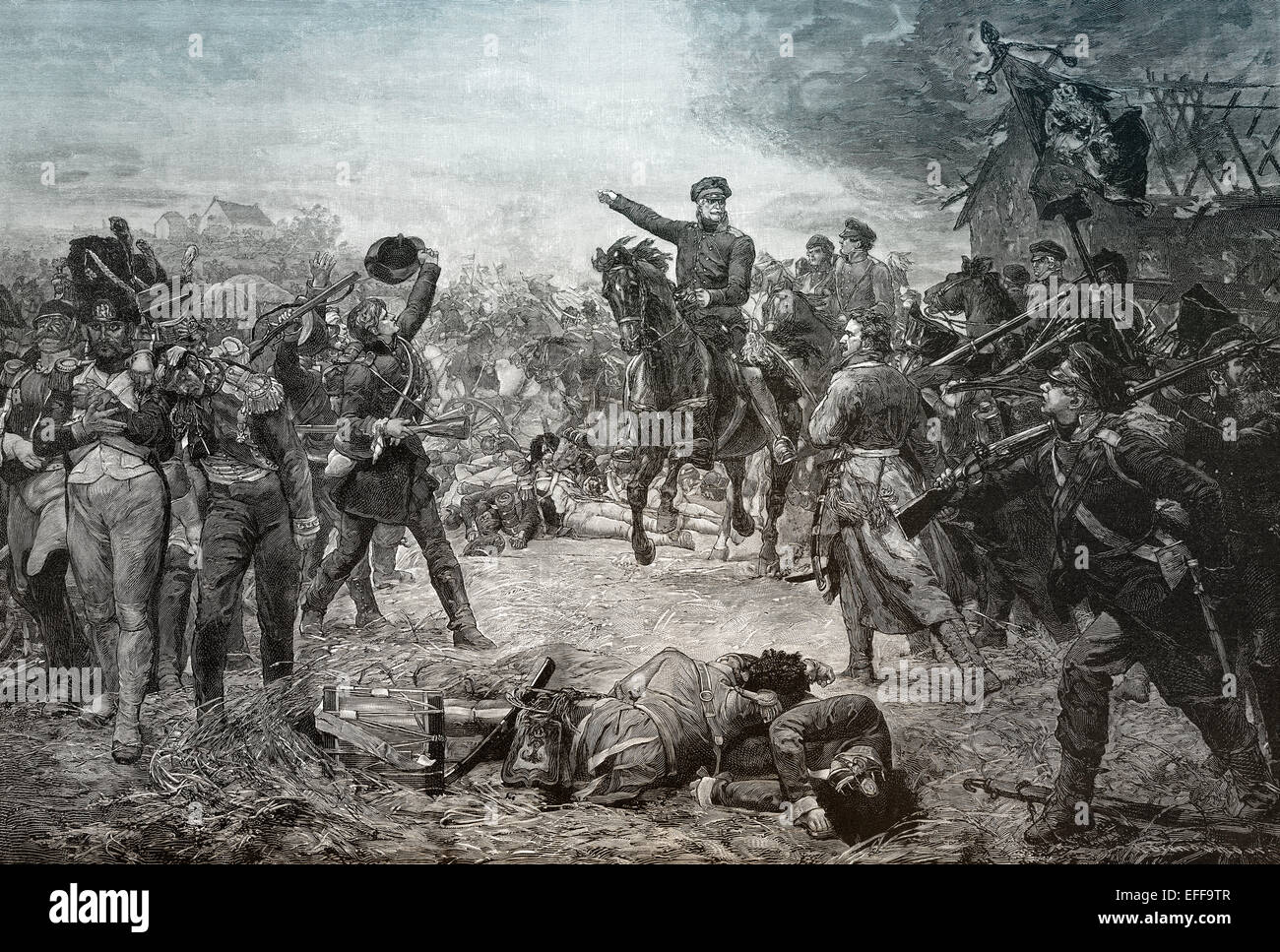 Sentenza Gebhard Leberecht von Bluecher, principe di Wahlstatt, maresciallo in avanti, 1742 - 1819, in occasione della battaglia di Waterloo, dal Bleibtreu, Foto Stock