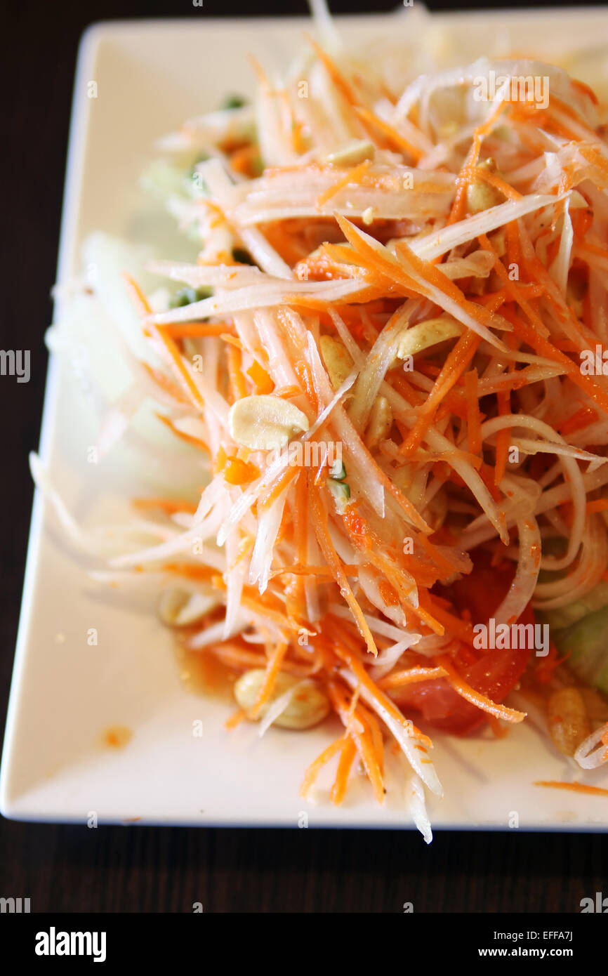 Verde Insalata di papaia Som Tum - cucina thailandese Foto Stock