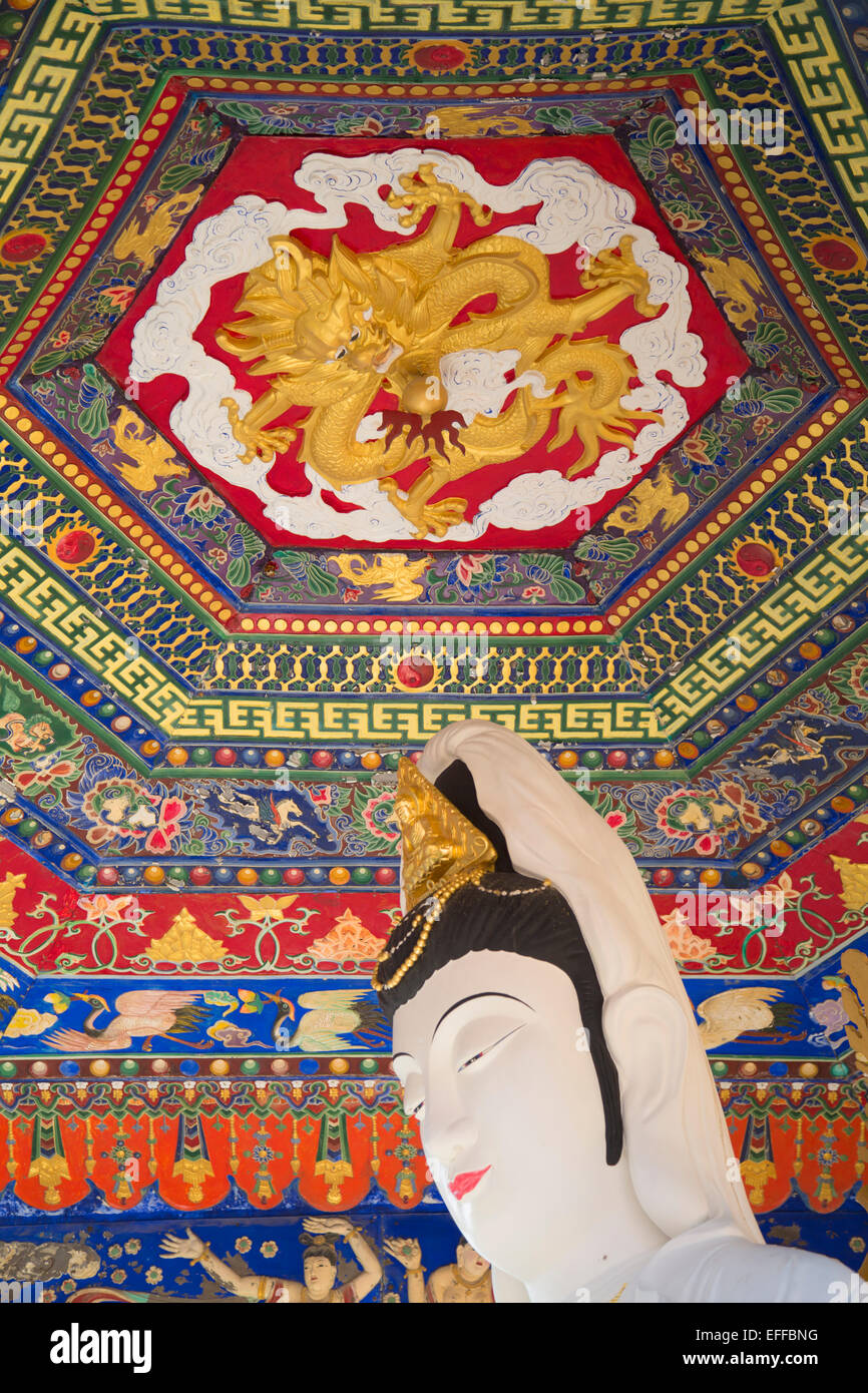 Soffitto del padiglione presso il Monastero dei Diecimila Buddha, Shatin, Nuovi Territori di Hong Kong Foto Stock