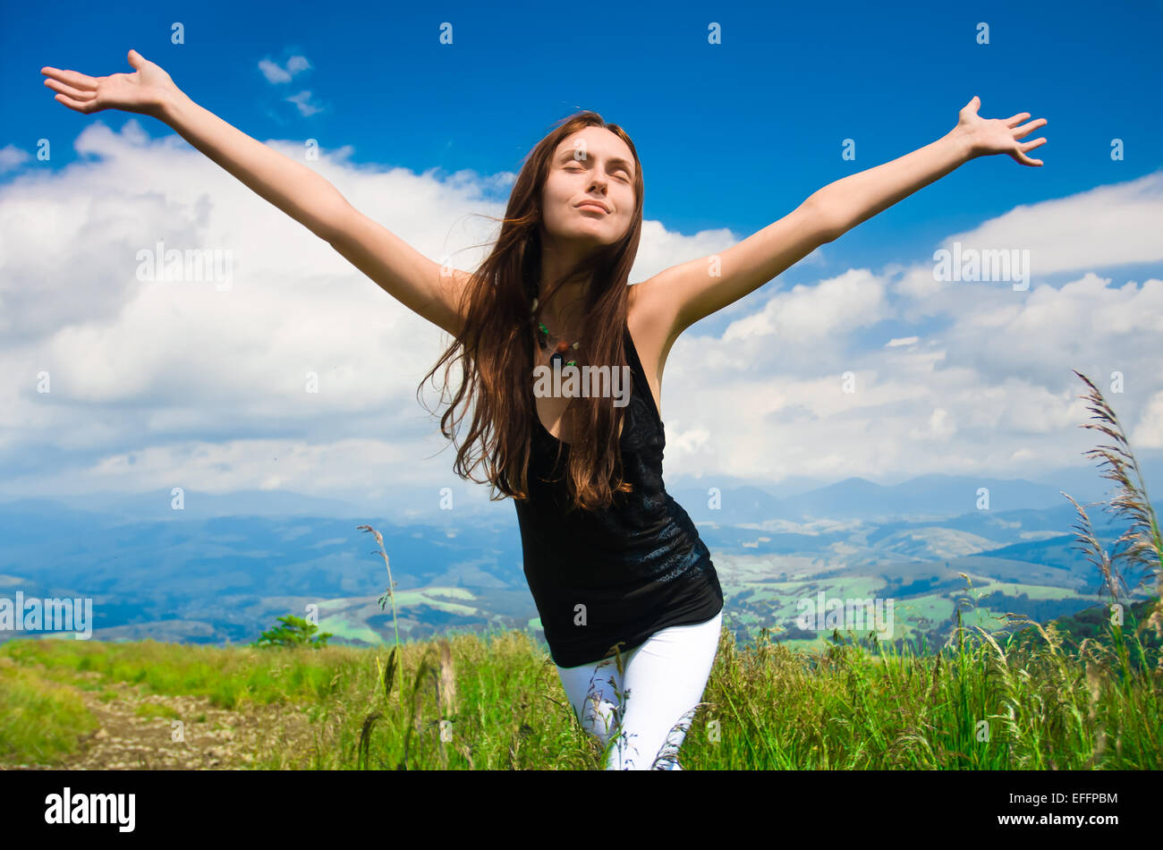 Donna in natura Foto Stock