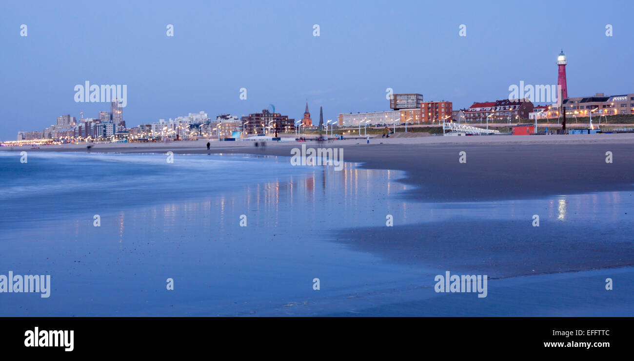 Paesi Bassi, South Holland, l'Aia, Scheveningen, spiaggia e panorama Foto Stock