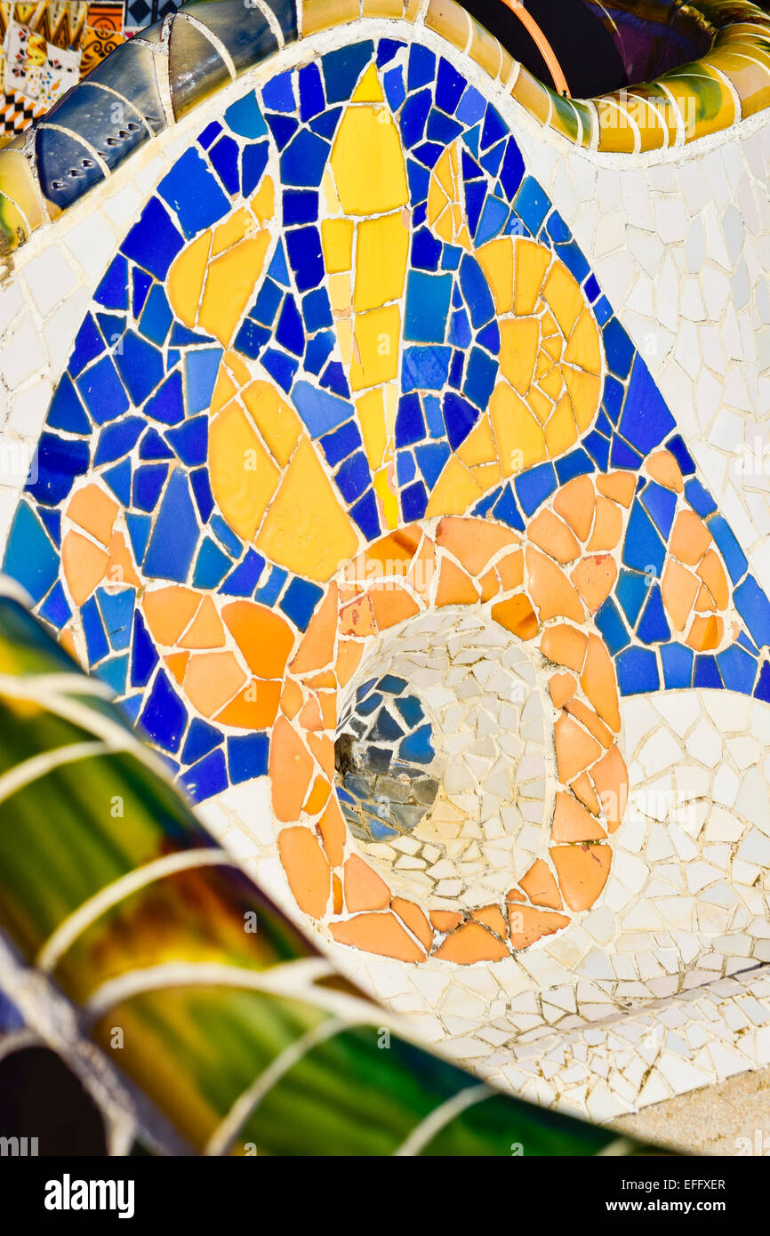 Parco Guell di Antoni Gaudi. Barcellona, in Catalogna, Spagna. Foto Stock