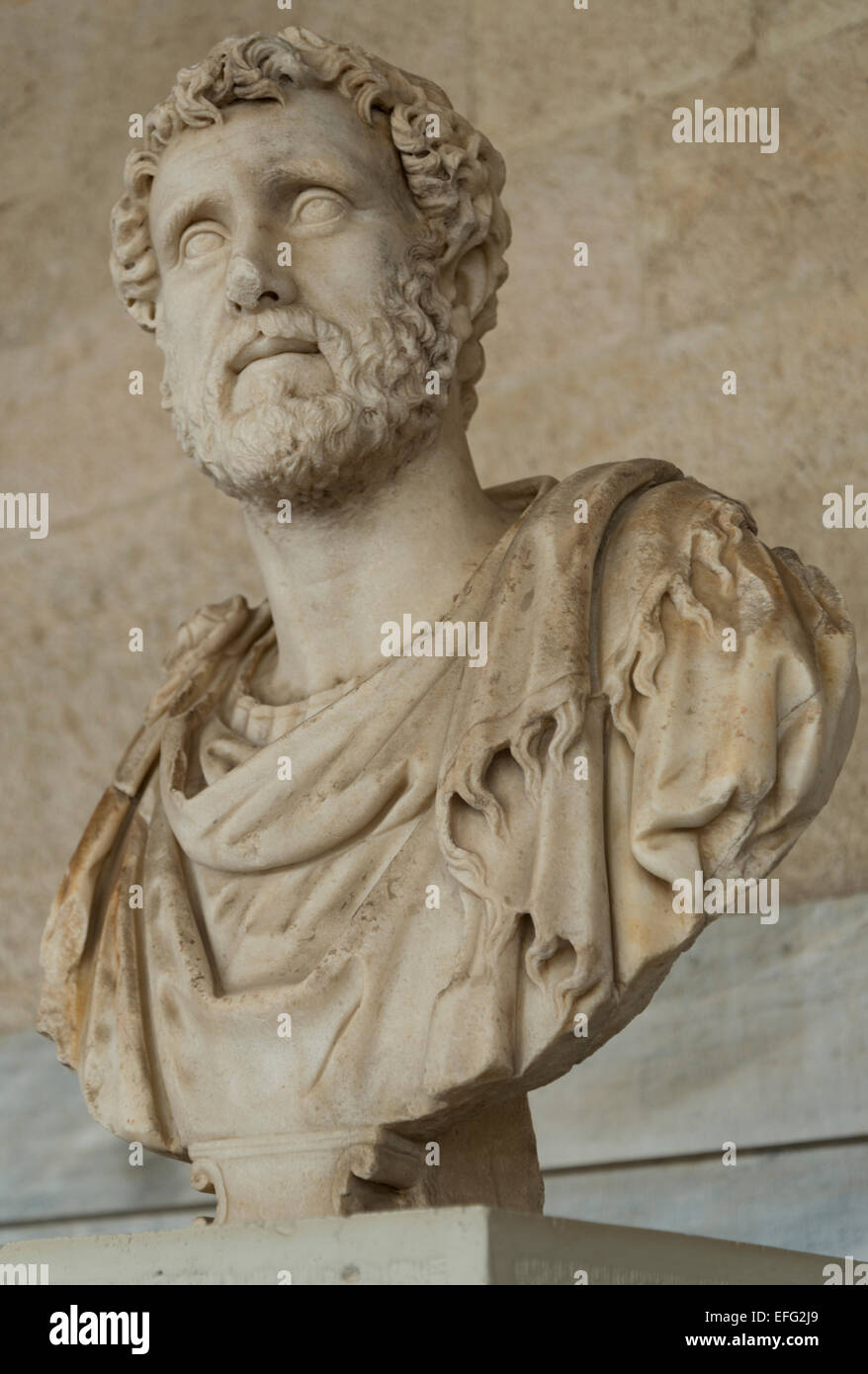 La scultura in marmo. Antica testa o busto dalla Grecia antica. Foto Stock