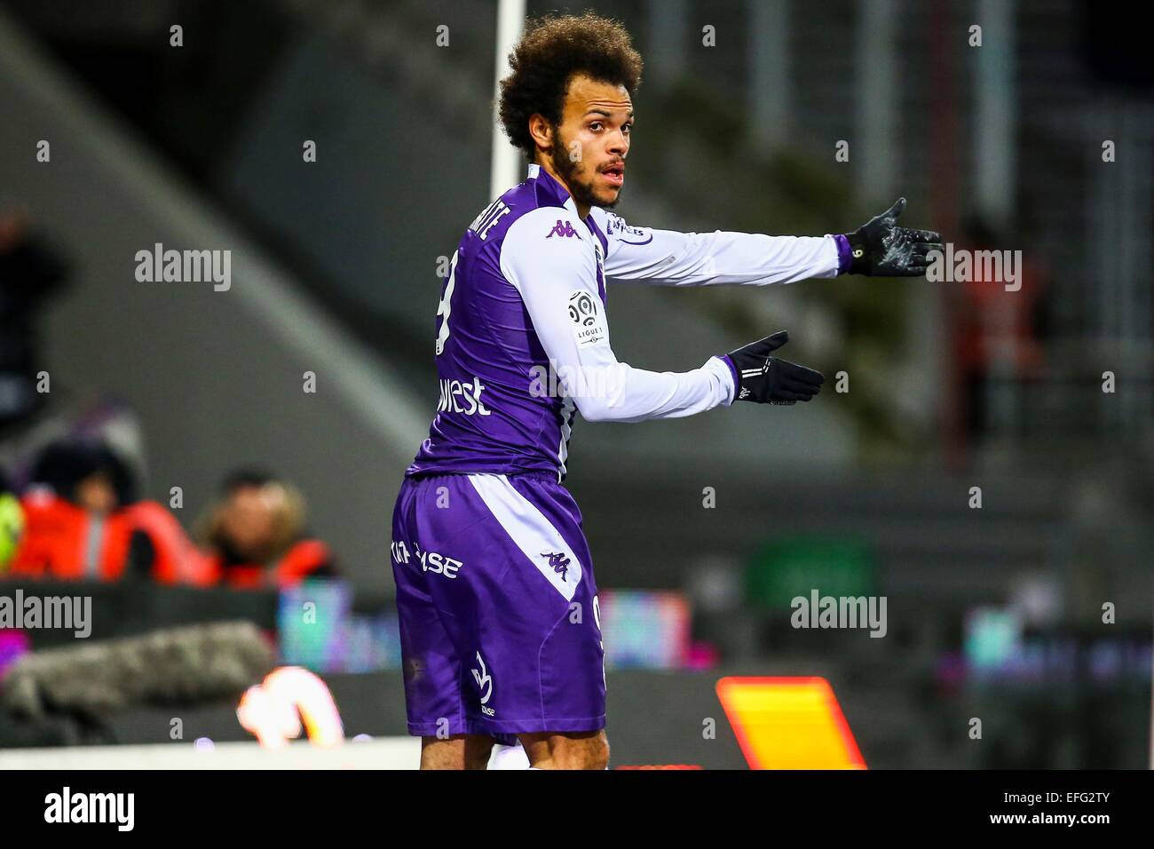 Martin Braithwaite - 31.01.2015 - Toulouse/Reims - 23eme journee de Ligue 1 -.Photo : Manuel Blondau/Icona Sport Foto Stock