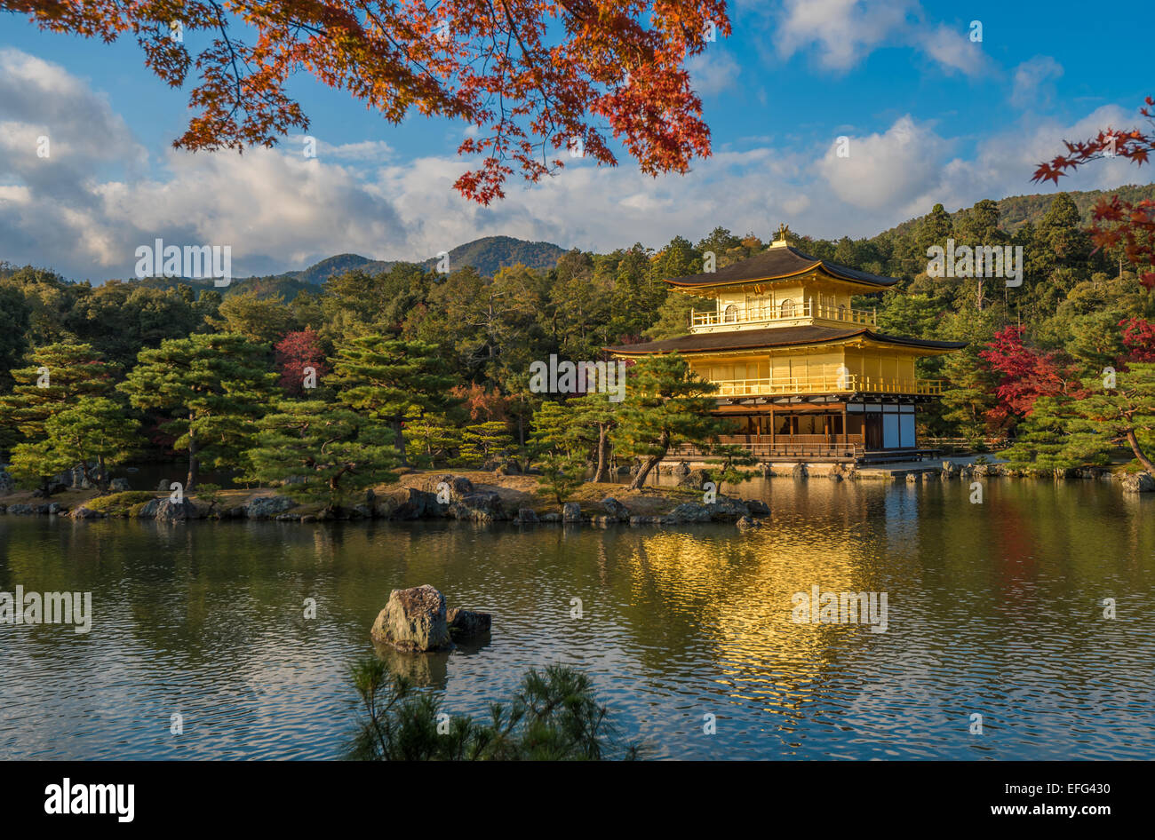 Kinkaku-ji tempio buddista Padiglione Dorato, Kyoto, Giappone Foto Stock