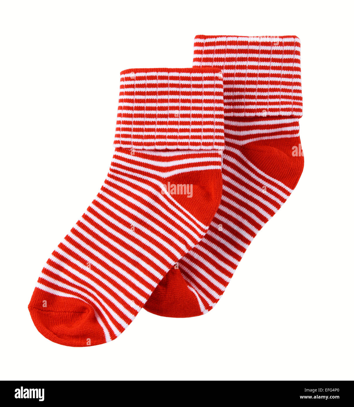 Rosso e bianco calzini alla caviglia Foto Stock
