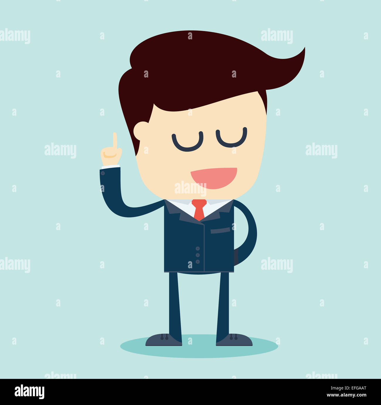 Cartoon illustrazione di un imprenditore che parla con il braccio sollevato. Illustrazione Vettoriale. Foto Stock
