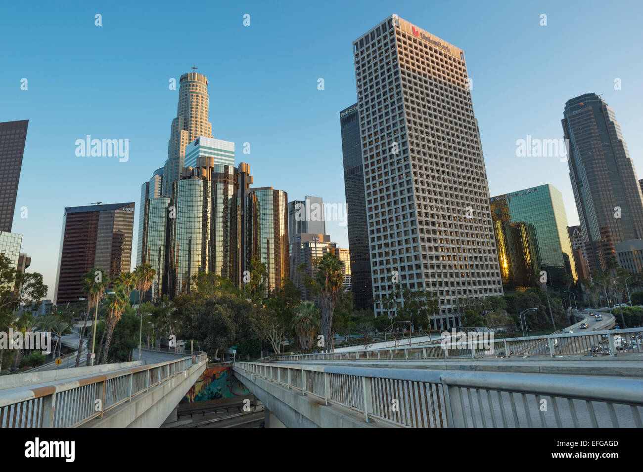 Grattacieli skyline del centro di Los Angeles California USA Foto Stock