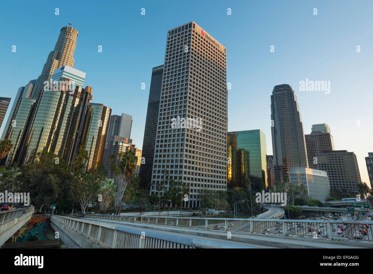 Grattacieli skyline del centro di Los Angeles California USA Foto Stock
