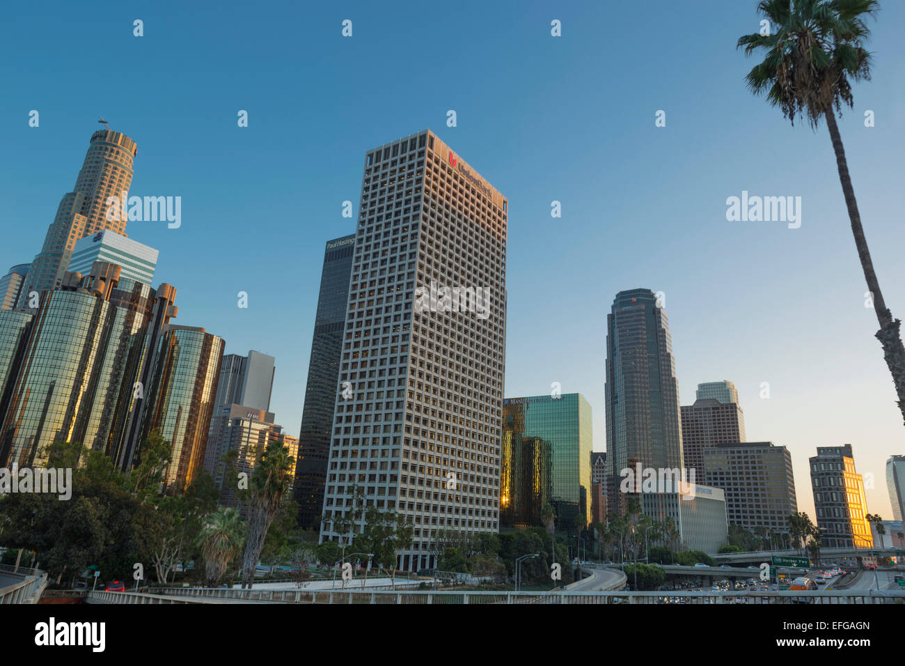 Grattacieli skyline del centro di Los Angeles California USA Foto Stock
