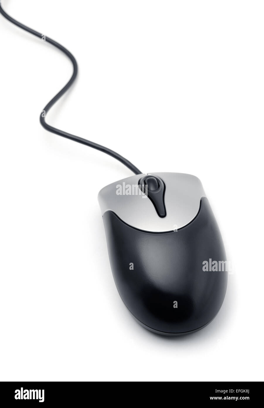 Black wired mouse del computer isolato su bianco Foto Stock