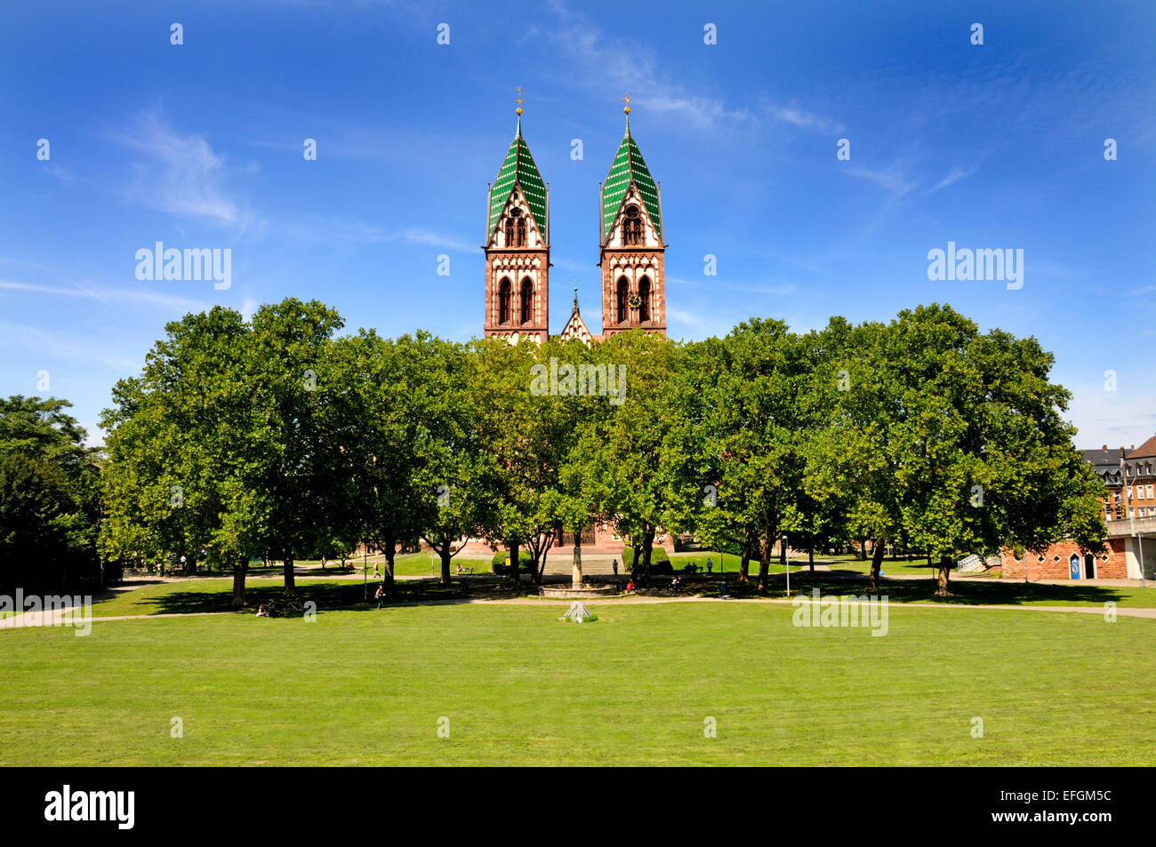 Freiburg im Breisgau, Germania. Herz-Jesu-Kirche (1897) in Stuhlinger-Kirchplatz Foto Stock