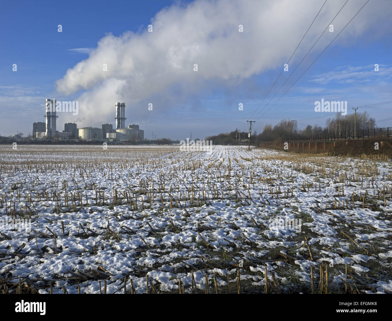 Una vista di Staythorpe centrale elettrica a gas accanto a Newark nel Nottinghamshire Foto Stock