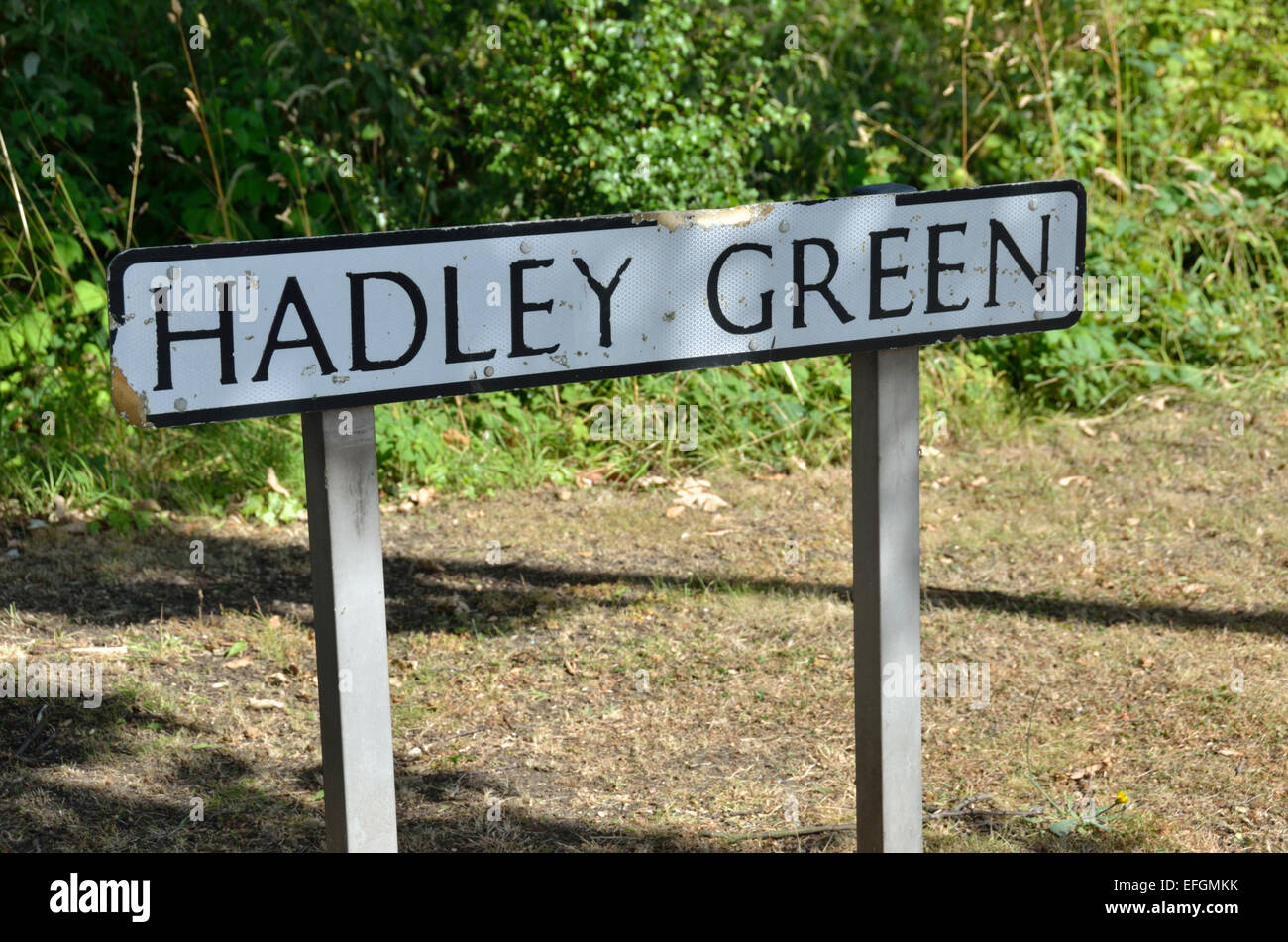 La Hadley Green Street segno, High Barnet, Londra, Regno Unito. Foto Stock