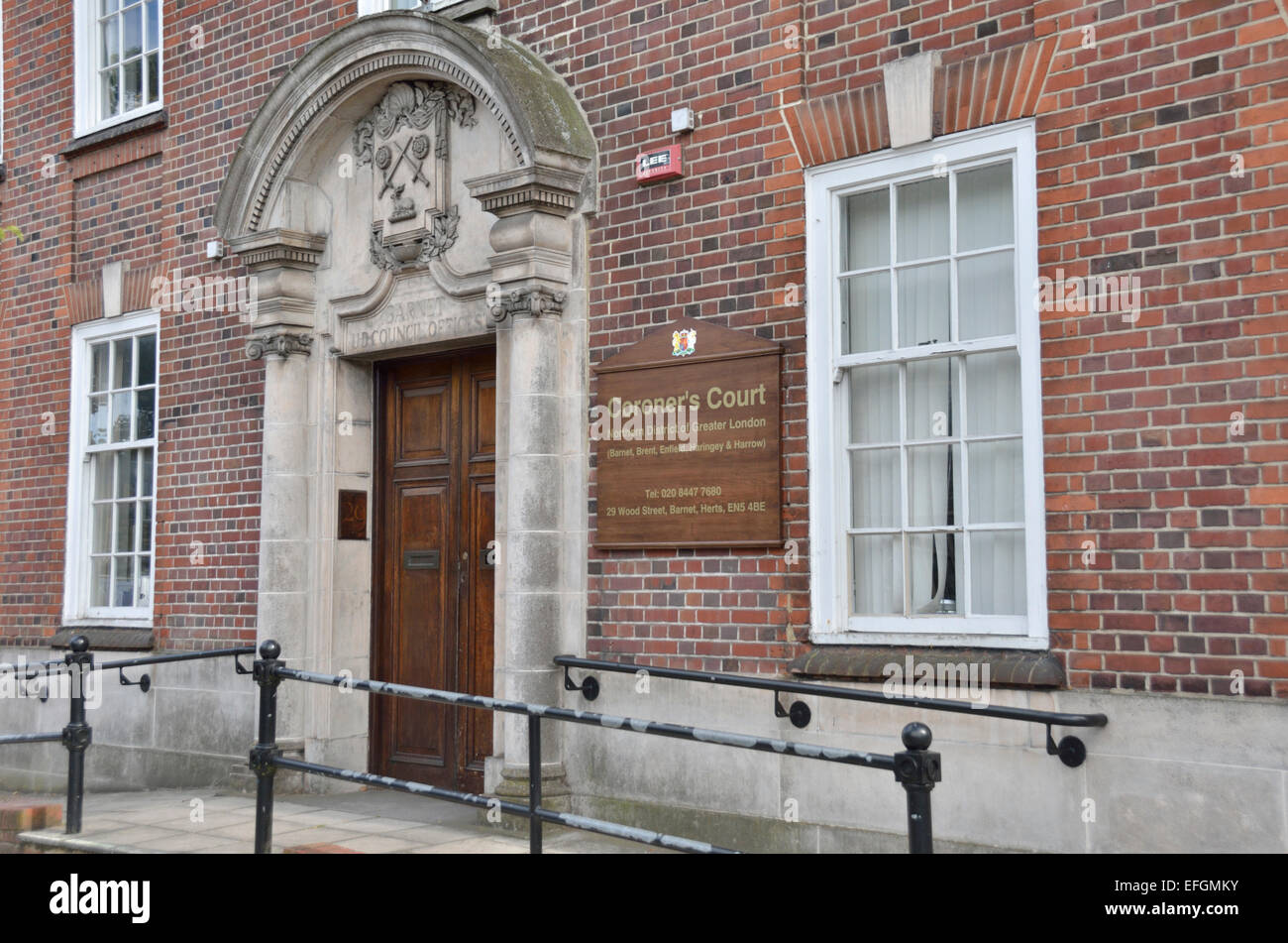 North London Coroner della Corte in Wood Street, High Barnet, Londra, Regno Unito. Foto Stock