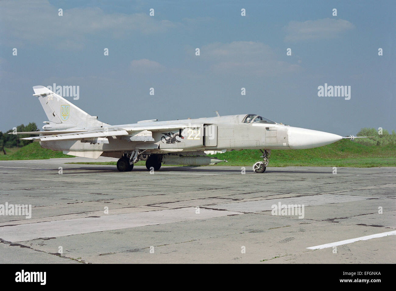 Sukhoi-24 caricato con bombe guidate. Foto Stock