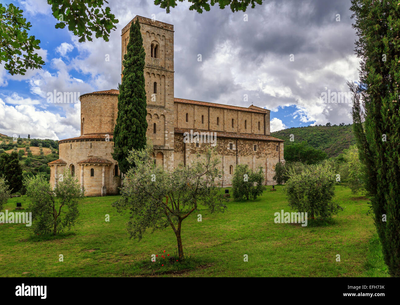 Abbazia di Sant'Antimo, Montalcino, Toscana, Italia Foto Stock