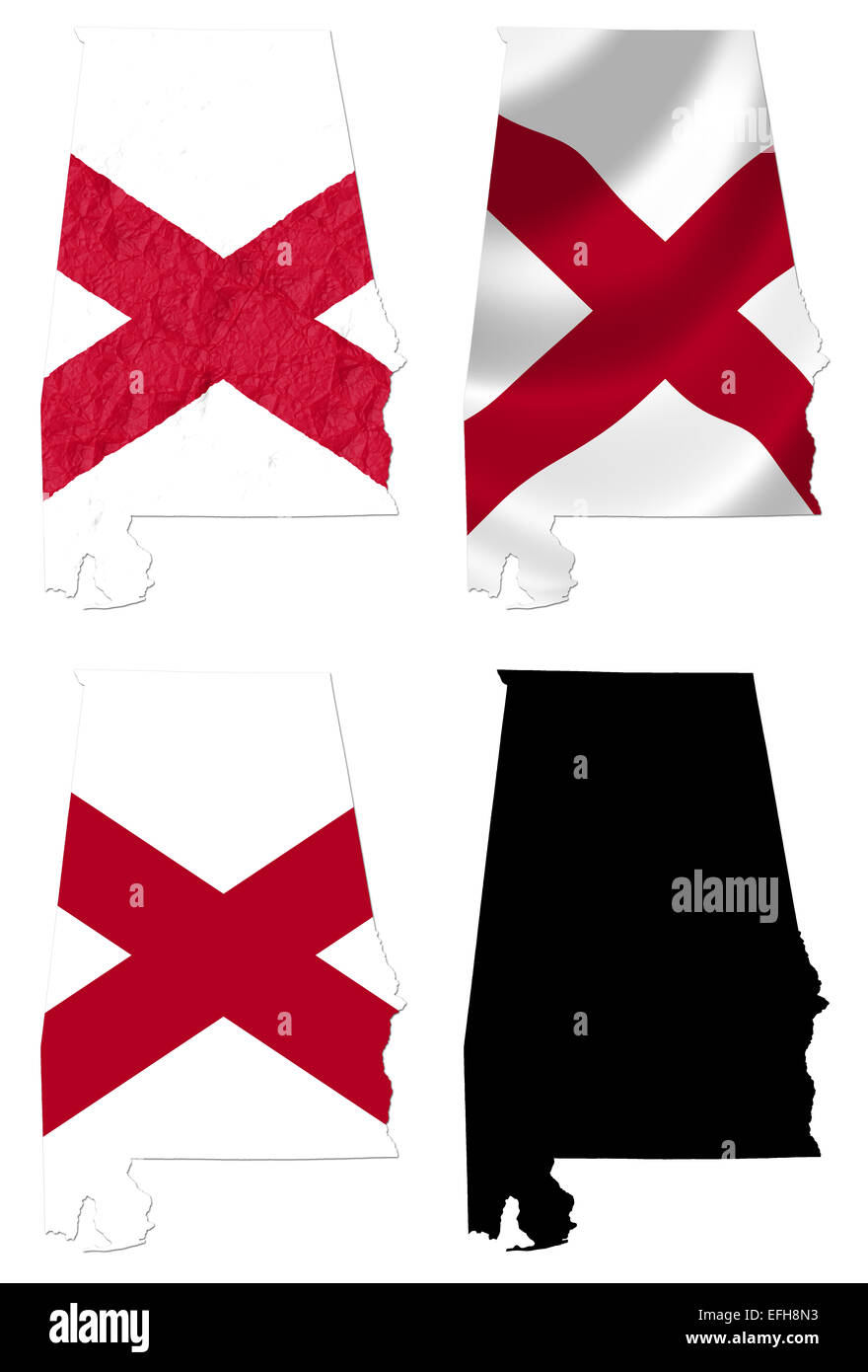 Noi Alabama state flag su mappa Foto Stock